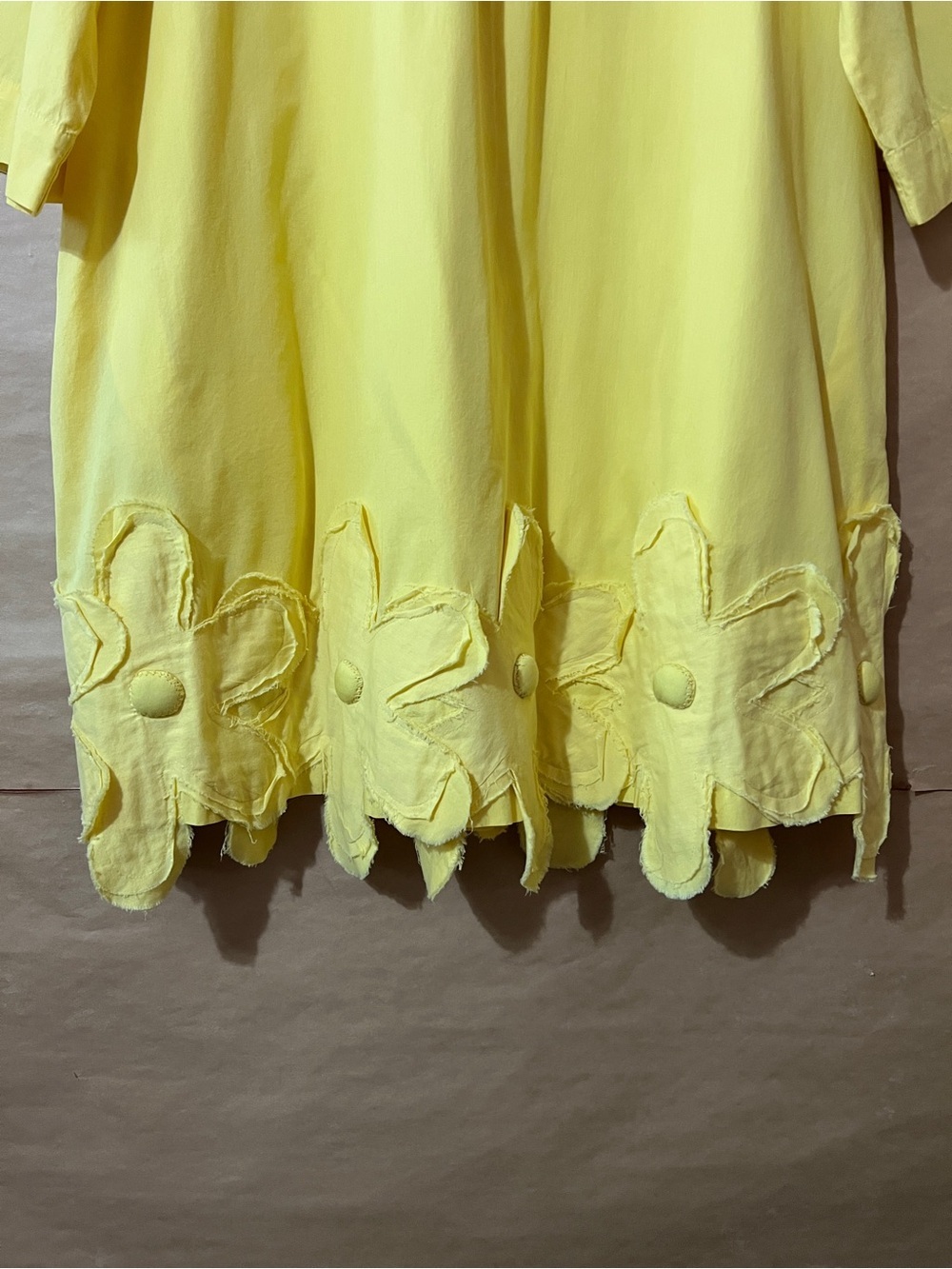 Frances Valentine | Zennia Flower Dress Floral Applique Hem Mini Yellow Size XL - Picture 8 of 15